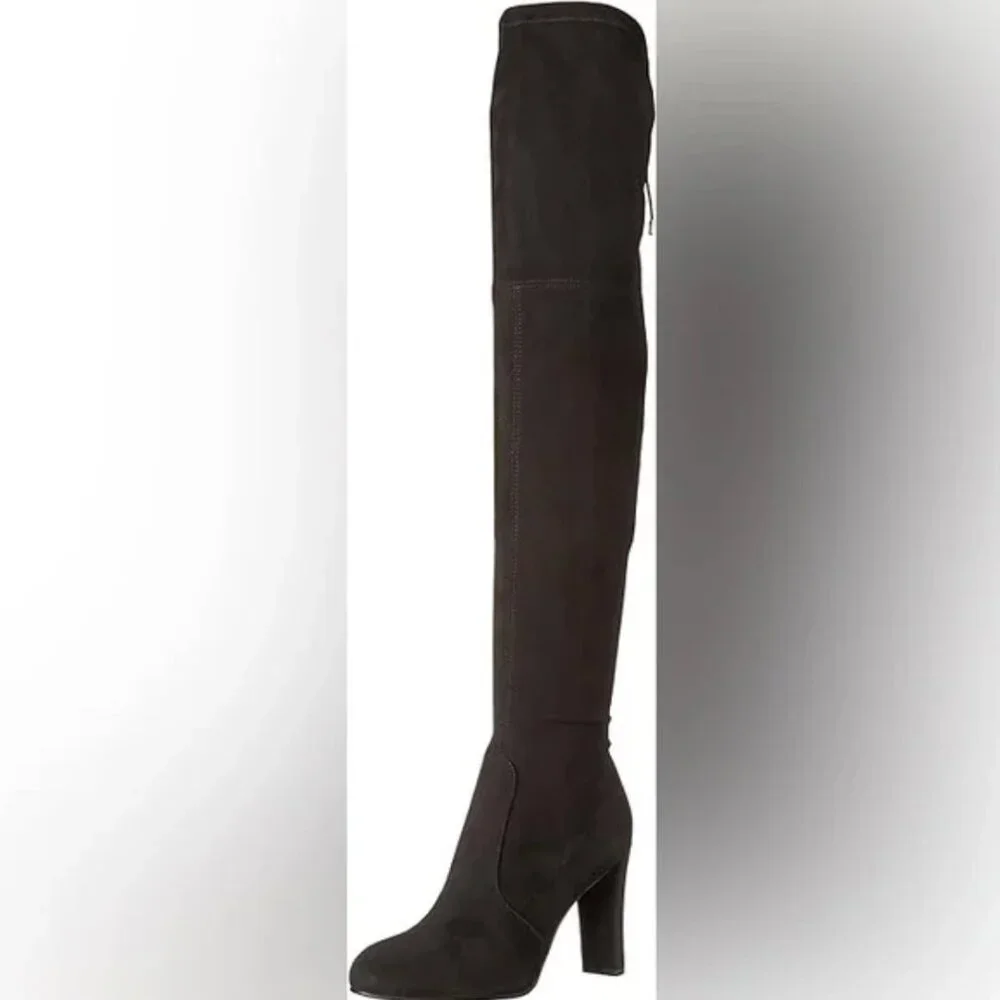 Sam Edelman Black Kent Faux Suede Over the Knee Heeled Boots Size 10